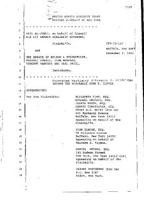 Transcript of the jury trial before the Honorable John T. Elfvin, United States District Court, Western District of New York.