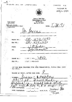 Fax Correspondence from Donald Berens Attaching Revised Affidavit