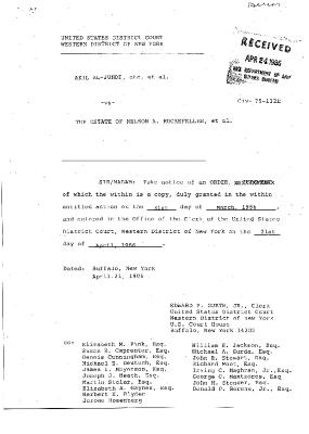 Memorandum and Order by the Honorable John T. Elfvin, United States District Court, Western District of New York in the matter of Akil Al-Jundi, et al. v. Nelson A. Rockefeller et al
