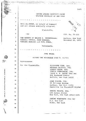 Transcript of the jury trial before the Honorable John T. Elfvin, United States District Court, Western District of New York.