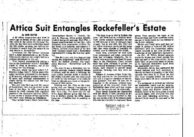 Attica Suit Entangles Rockefeller's Estate
