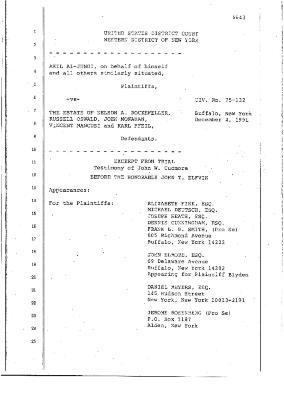 Transcript of the jury trial before the Honorable John T. Elfvin, United States District Court, Western District of New York.