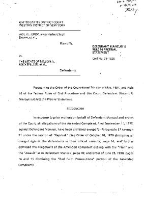 Pre-Trial Statement of Mancusi, United States District Court, Western District of New York in the matter of Akil Al-Jundi, et al. v. Estate of Nelson A. Rockefeller et al.