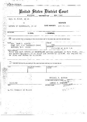 Notice from the United States District Court, Western District of New York in the matter of Akil Al-Jundi, et al. v. Nelson A. Rockefeller et al.