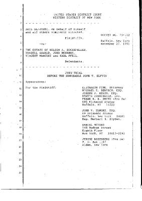 Transcript of the jury trial before the Honorable John T. Elfvin, United States District Court, Western District of New York.