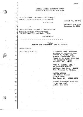 Transcript of the jury trial before the Honorable John T. Elfvin, United States District Court, Western District of New York