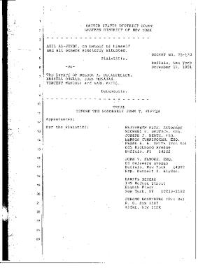 Transcript of the jury trial before the Honorable John T. Elfvin, United States District Court, Western District of New York.