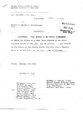 Orders by the Honorable John T. Elfvin, United States District Court, Western District of New York in the matter of Akil Al-Jundi, et al. v. Nelson A. Rockefeller et al.