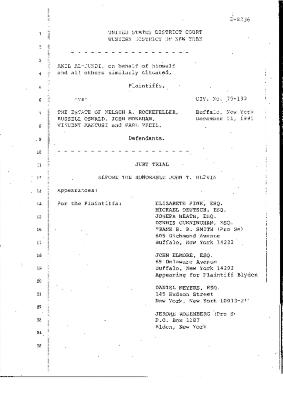 Transcript of the jury trial before the Honorable John T. Elfvin, United States District Court, Western District of New York.