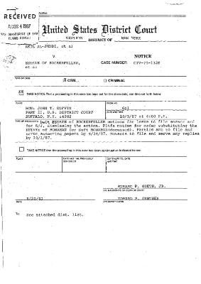 Notice, United States District Court, Western District of New York in the matter of Akil Al-Jundi, et al. v. Estate of Nelson A. Rockefeller, et al.