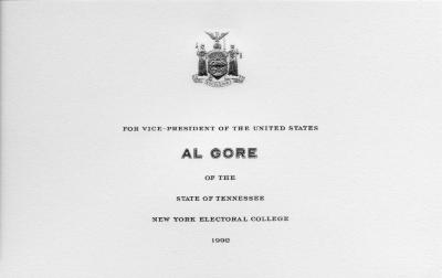 Electoral College ballot for Al Gore as Vice President