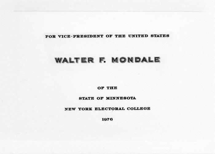 Electoral College ballot for Walter Mondale as Vice President