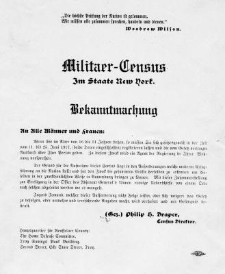 Broadside for Military Census in Rensselaer County (German)