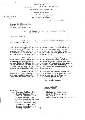 Correspondence from the United States District Court, Western District of New York to Joshua J. Effron, in the matter of  Akil Al-Jundi, et al. against Oswald, et al.