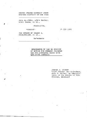 Memorandum of Law in Support of Motion for Summary Judgment and for Dismissal Based Upon Qualified Immunity in the matter of Akil Al-Jundi et al. against Rockefeller, et al.