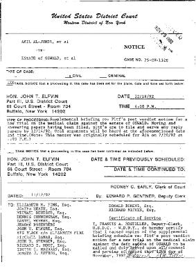 Notice, United States District Court, Western District of New York in the matter of Akil Al-Jundi, et al. vs Estate of Oswald, et al.