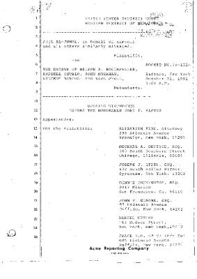 Transcript of the opening statements of jury trial before the Honorable John T. Elfvin, United States District Court, Western District of New York.