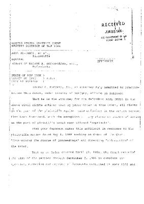 Affidavit, United States District Court, Western District of New York in the matter of Akil Al-Jundi, et al. v. Estate of Nelson A. Rockefeller, et al.