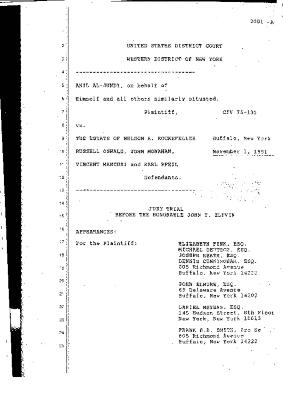 Transcript of the jury trial before the Honorable John T. Elfvin, United States District Court, Western District of New York.