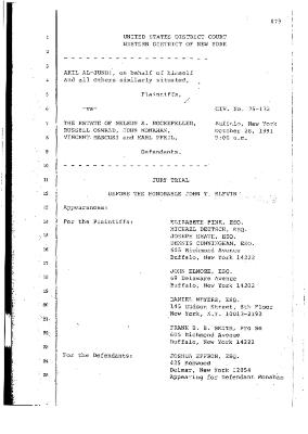 Transcript of the jury trial before the Honorable John T. Elfvin, United States District Court, Western District of New York.