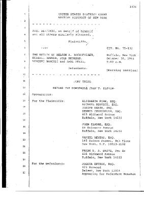 Transcript of the jury trial before the Honorable John T. Elfvin, United States District Court, Western District of New York.