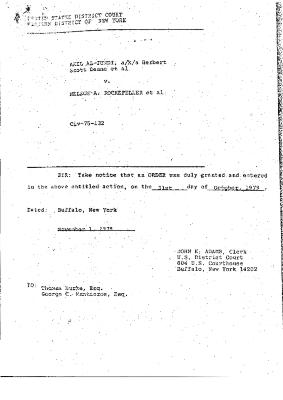 Memorandum and Order by the Honorable John T. Elfvin, United States District Court, Western District of New York in the matter of Akil Al-Jundi, et al. v. Nelson A. Rockefeller et al.