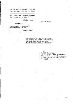 Memorandum of Law in Support of Motion for Dismissal of the Amended Complaint Against Major Monahan and his Estate in the matter of Akil Al-Jundi, et al. against The Estate of Nelson A. Rockefeller, et al.