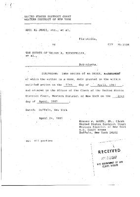 Order by the Honorable John T. Elfvin, United States District Court, Western District of New York in the matter of Akil Al-Jundi, et al. v. Nelson A. Rockefeller et al.