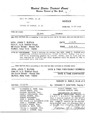 Notice, United States District Court, Western District of New York in the matter of Akil Al-Jundi, et al. vs Estate of Oswald, et al.