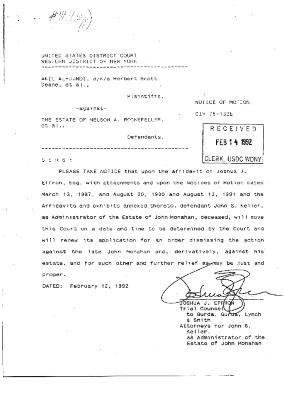 Notice of Motion in the matter of Akil Al-Jundi, et al. against The Estate of Nelson A. Rockefeller