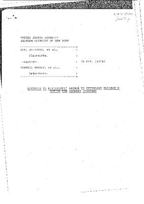 Appendix to Plaintiffs' Answer to Defendant Monahan's Motion for Summary Judgment in the matter of Akil Al-Jundi, et al. against Russell Oswald, et al.