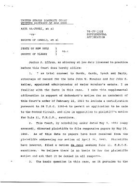 Supplemental Affirmation in the matter of Akil Al-Jundi, et al. vs. Estate of Oswald