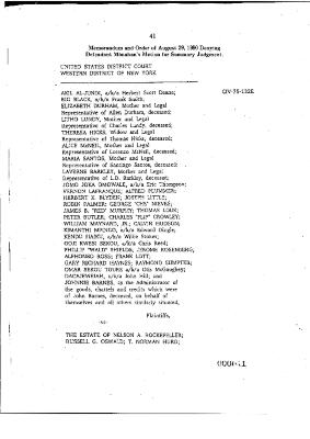 Memorandum and Order by the Honorable John T. Elfvin, United States District Court, Western District of New York, in the matter of Akil Al-Jundi, et al. v. Rockefeller, et al.