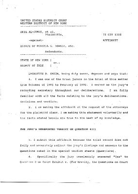 Affidavit of Lagayette D. Smith in the matter of Akil Al-Jundi, et al. against Estate of Russell G. Oswald, etc.