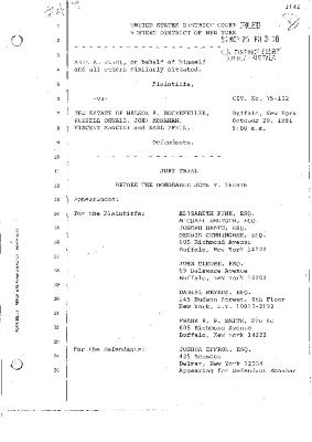 Transcript of the jury trial before the Honorable John T. Elfvin, United States District Court, Western District of New York.