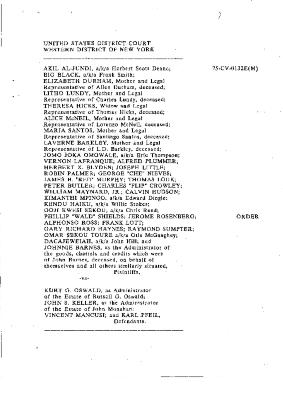 Order by the Honorable John T. Elfvin, United States District Court, Western District of New York in Buffalo in the matter of Akil Al-Jundi vs Rockefeller et al.