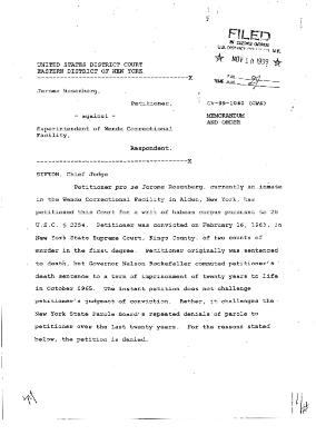 Memorandum and Order, Rosenberg v. Superintendent of Wende Correctional Facility