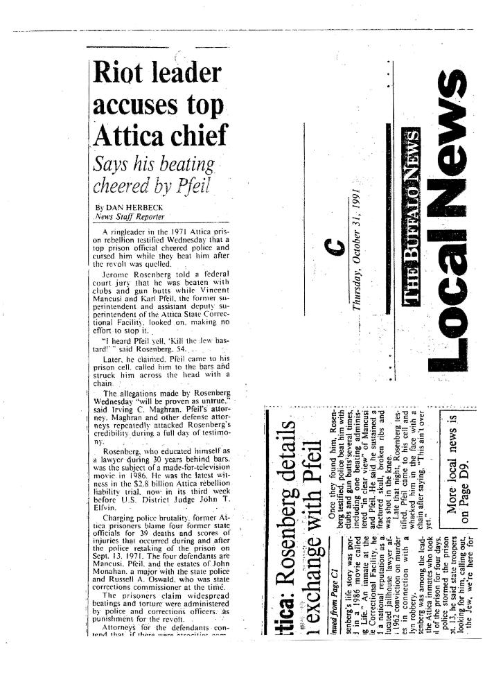 Riot Leader Accuses Top Attica Chief