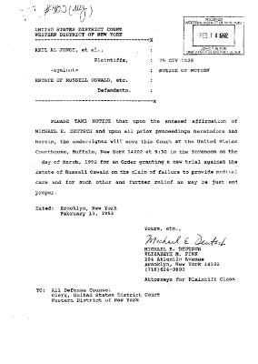 Notice of Motion and Affirmation of Deutsch in the matter of Akil Al-Jundi, et al., against Estate of Oswald, et al.