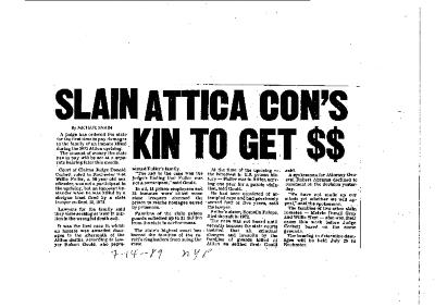 Slain Attica Con's Kin to Get $$