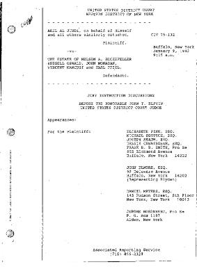 Transcript of the jury trial before the Honorable John T. Elfvin, United States District Court, Western District of New York.