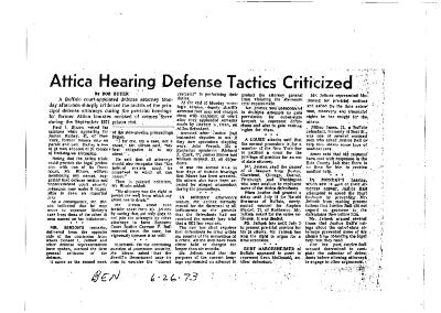 Attica Hearing Defense Tactics Criticized