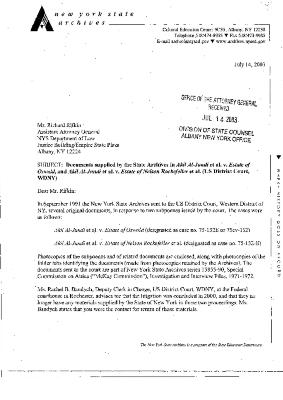 Letter from Christine Ward to Richard Rifkin Regarding Return of Subpoenaed Materials