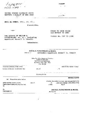 Order to Show Cause in the matter of Akil Al-Jundi, etc. et al. vs. Rockefeller, et al.