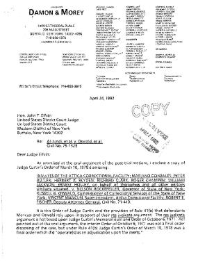 Orders of the Honorable John T. Elfvin, United States District Court, Western District of New York in the matter of Akil Al-Jundi, et al. v. Rockefeller,