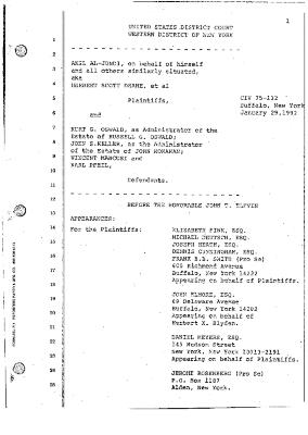 Transcript of the jury trial before the Honorable John T. Elfvin, United States District Court, Western District of New York.