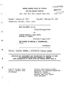 Petition for Reargument and Suggestion for Hearing in Banc for Russell G. Oswald in the matter of Akil Al-Jundi, et al. vs. Rockefeller, et al.