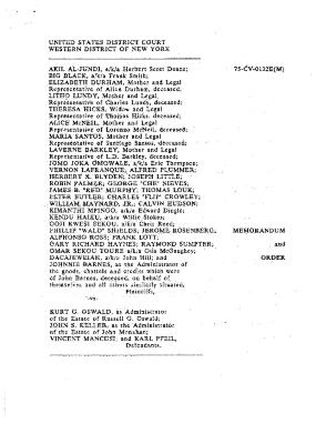 Memorandum and Order by the Honorable John T. Elfvin, United States District Court, Western District of New York in the matter of Akil Al-Jundi, et al. v. Oswald, et al.