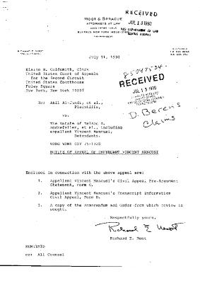 Notice of Appeal of Mancusi, to the United States Court of Appeals for the Second Circuit, in the matter of Akil Al-Jundi, et al. vs. Rockefeller, et al.