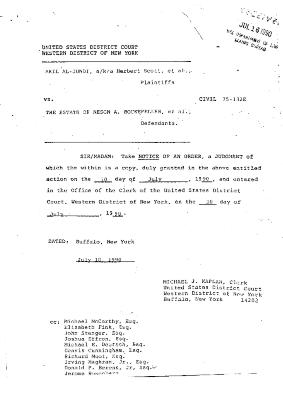 Memorandum and Order by the Honorable John T. Elfvin, United States District Court, Western District of New York in the matter of Akil Al-Jundi, et al. v. Nelson A. Rockefeller et al.